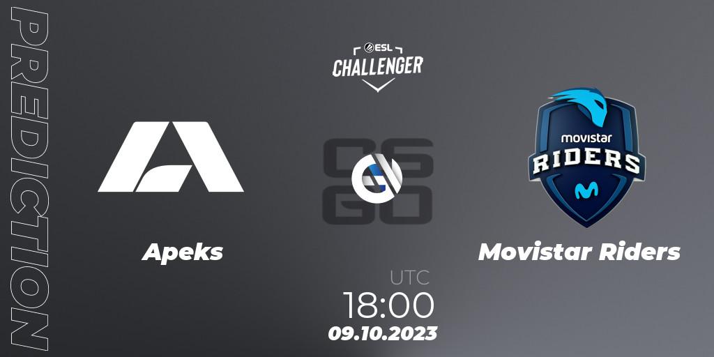 Apeks - Movistar Riders: Maç tahminleri. 09.10.2023 at 18:00, Counter-Strike (CS2), ESL Challenger at DreamHack Winter 2023: European Qualifier