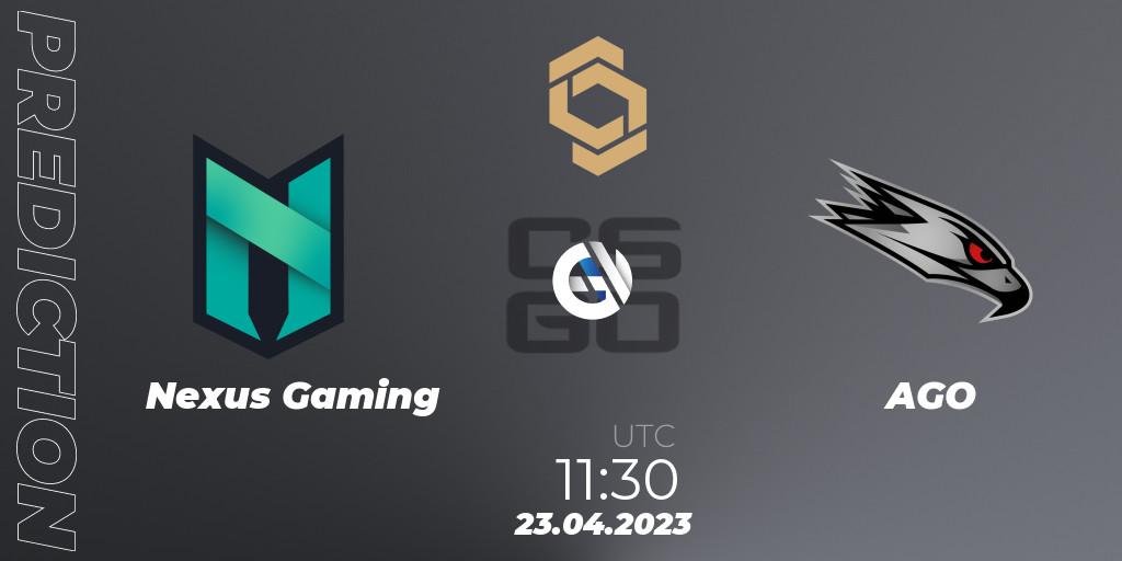 Nexus Gaming - AGO: Maç tahminleri. 23.04.2023 at 11:30, Counter-Strike (CS2), CCT South Europe Series #4