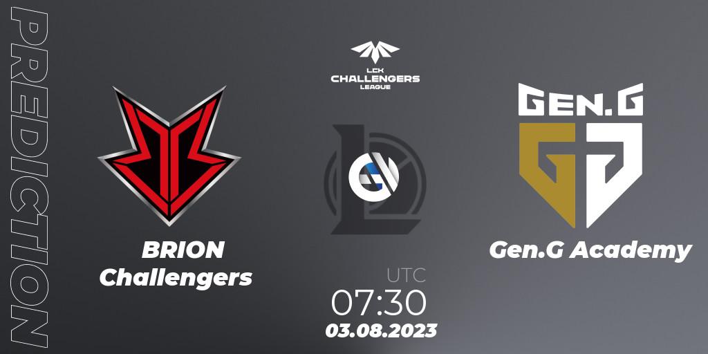 BRION Challengers - Gen.G Academy: Maç tahminleri. 03.08.23, LoL, LCK Challengers League 2023 Summer - Group Stage