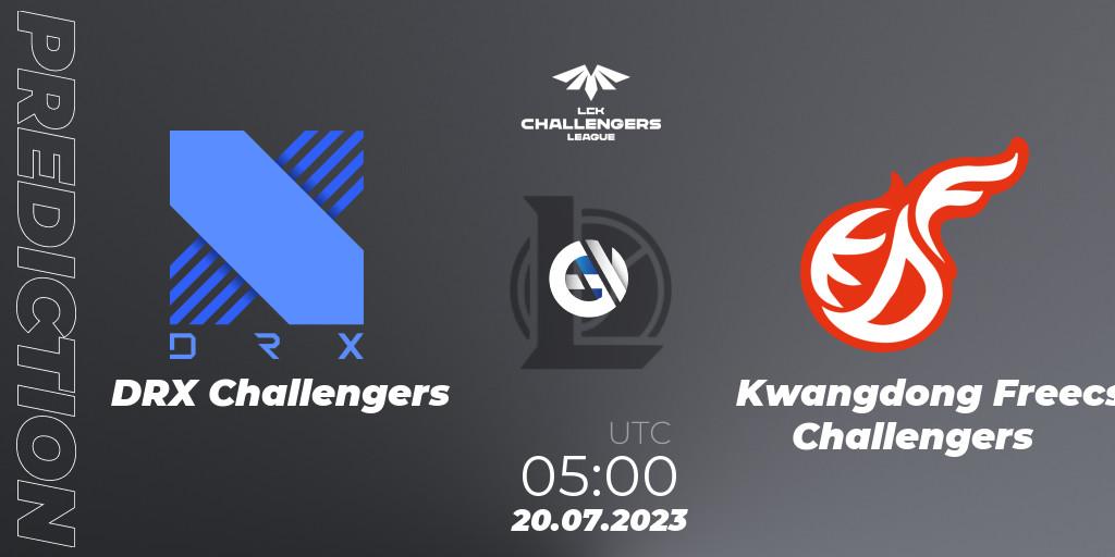 DRX Challengers - Kwangdong Freecs Challengers: Maç tahminleri. 20.07.2023 at 05:00, LoL, LCK Challengers League 2023 Summer - Group Stage