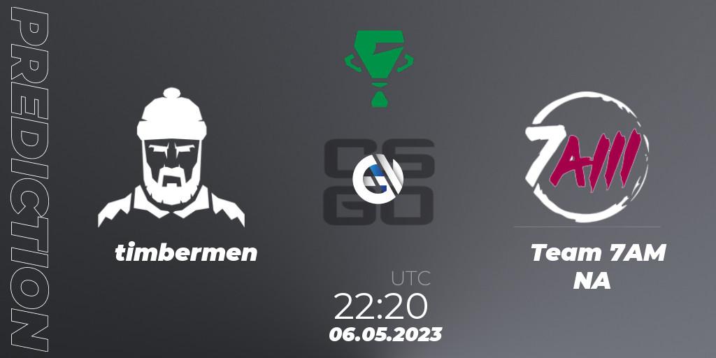 timbermen - Team 7AM NA: Maç tahminleri. 06.05.2023 at 22:20, Counter-Strike (CS2), ESEA Cash Cup Circuit Season 1 Cup 6 North America