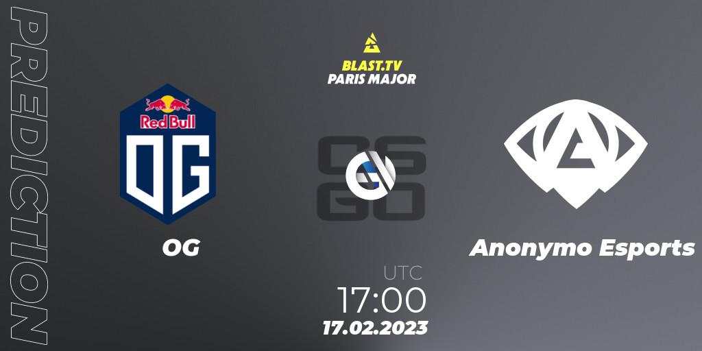 OG - Anonymo Esports: Maç tahminleri. 17.02.2023 at 17:00, Counter-Strike (CS2), BLAST.tv Paris Major 2023 Europe RMR Closed Qualifier B