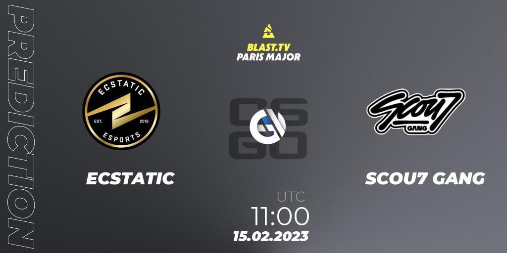 ECSTATIC - SCOU7 GANG: Maç tahminleri. 15.02.2023 at 11:00, Counter-Strike (CS2), BLAST.tv Paris Major 2023 Europe RMR Open Qualifier 2