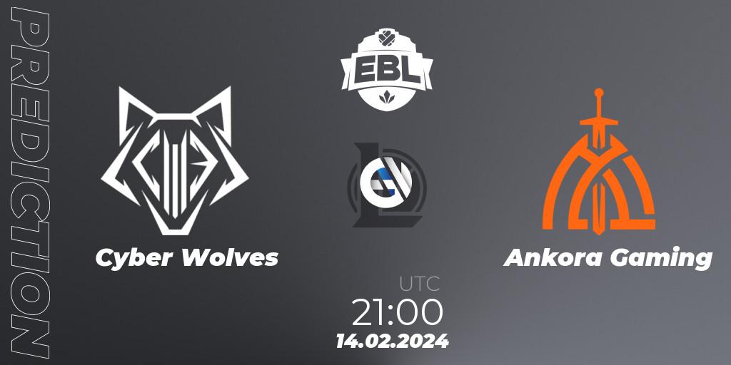 Cyber Wolves - Ankora Gaming: Maç tahminleri. 14.02.2024 at 21:00, LoL, Esports Balkan League Season 14