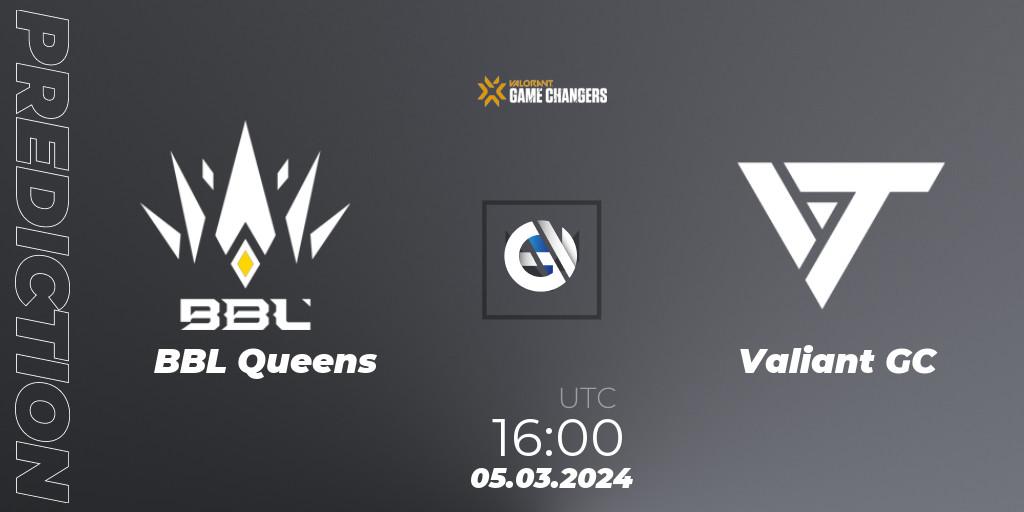 BBL Queens - Valiant GC: Maç tahminleri. 05.03.2024 at 16:00, VALORANT, VCT 2024: Game Changers EMEA Stage 1