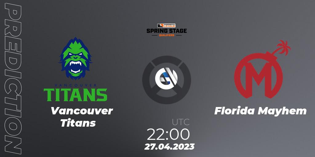 Vancouver Titans - Florida Mayhem: Maç tahminleri. 27.04.2023 at 23:00, Overwatch, OWL Stage Qualifiers Spring 2023 West