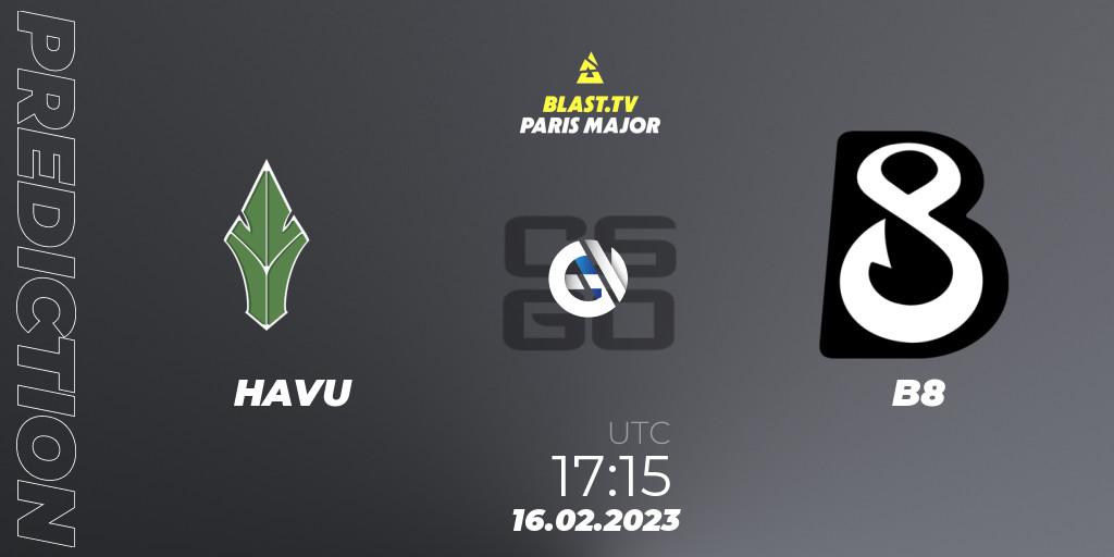 HAVU - B8: Maç tahminleri. 16.02.2023 at 17:00, Counter-Strike (CS2), BLAST.tv Paris Major 2023 Europe RMR Closed Qualifier A