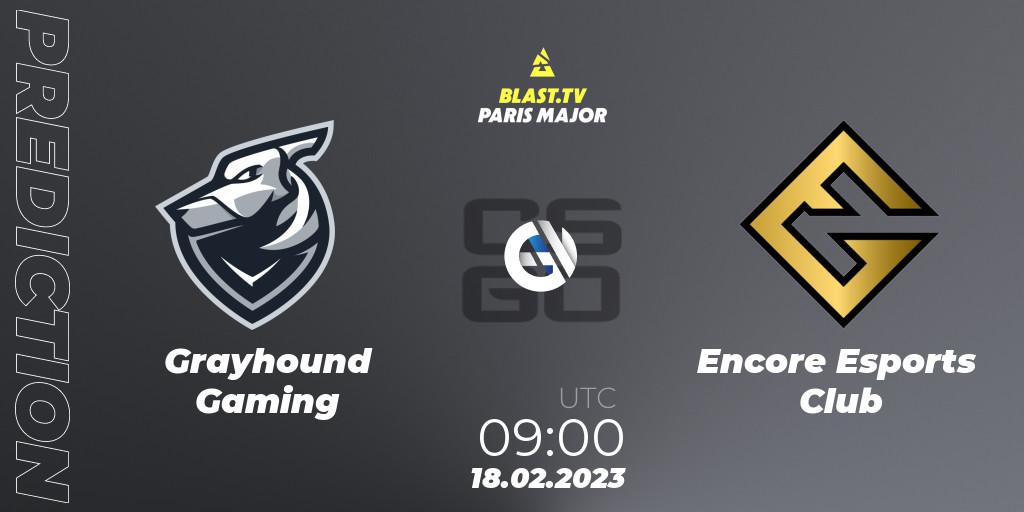 Grayhound Gaming - Encore Esports Club: Maç tahminleri. 18.02.2023 at 09:00, Counter-Strike (CS2), BLAST.tv Paris Major 2023 Oceania RMR Closed Qualifier