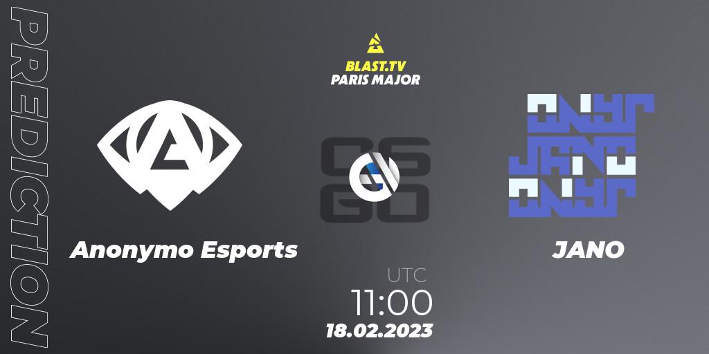 Anonymo Esports - JANO: Maç tahminleri. 18.02.2023 at 11:00, Counter-Strike (CS2), BLAST.tv Paris Major 2023 Europe RMR Closed Qualifier B