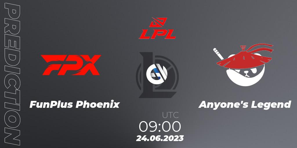 FunPlus Phoenix - Anyone's Legend: Maç tahminleri. 24.06.23, LoL, LPL Summer 2023 Regular Season