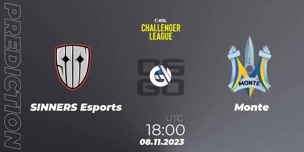 SINNERS Esports - Monte: Maç tahminleri. 08.11.23, CS2 (CS:GO), ESL Challenger League Season 46: Europe