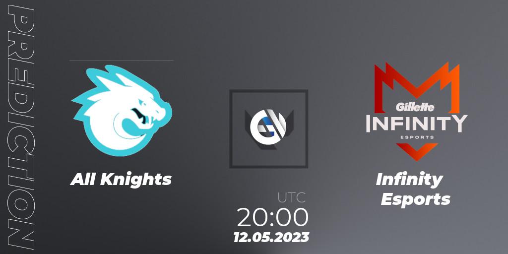 All Knights - Infinity Esports: Maç tahminleri. 12.05.23, VALORANT, VALORANT Challengers 2023: LAS Split 2 - Regular Season