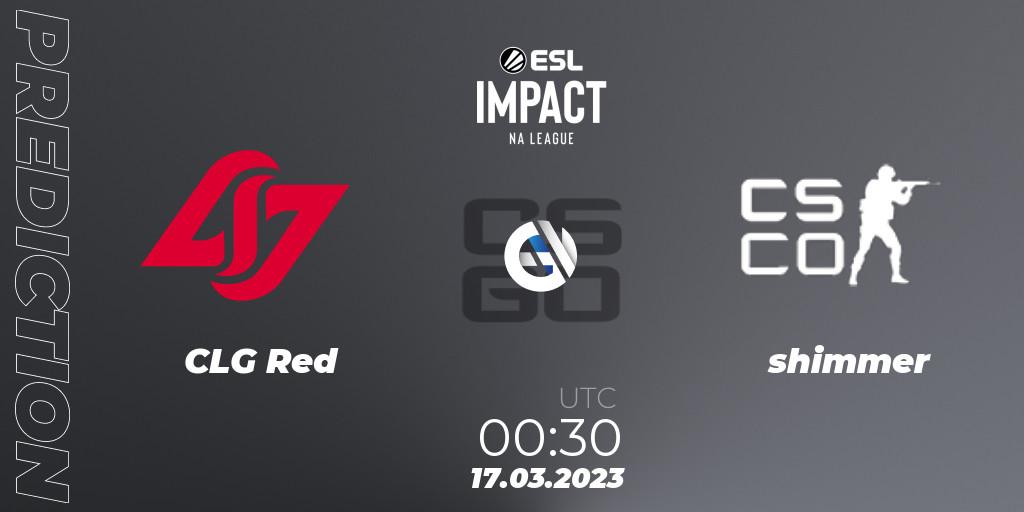 CLG Red - shimmer: Maç tahminleri. 17.03.23, CS2 (CS:GO), ESL Impact League Season 3: North American Division