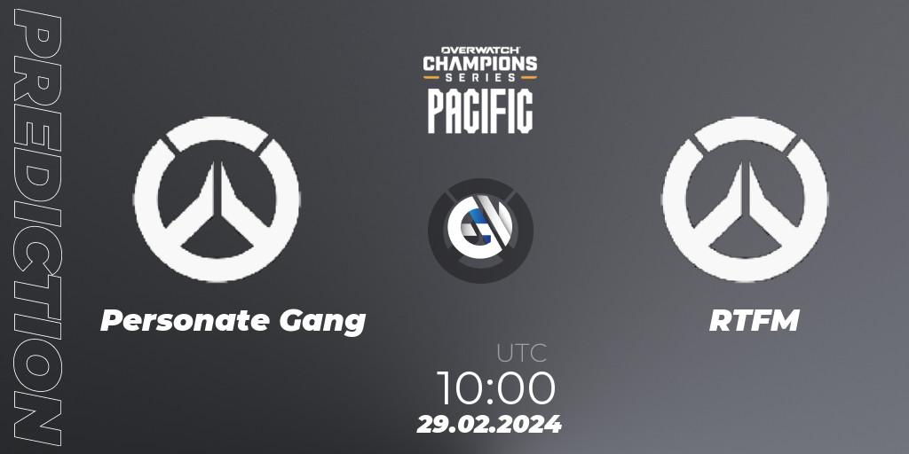 Personate Gang - RTFM: Maç tahminleri. 29.02.2024 at 10:00, Overwatch, Overwatch Champions Series 2024 - Stage 1 Pacific