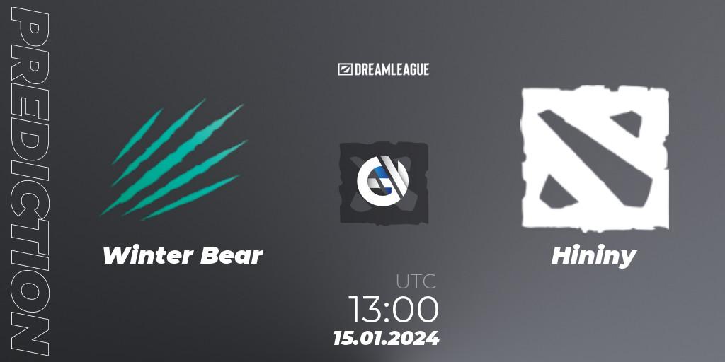 Winter Bear - Hininy: Maç tahminleri. 15.01.24, Dota 2, DreamLeague Season 22: MENA Closed Qualifier