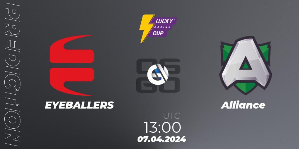 EYEBALLERS - Alliance: Maç tahminleri. 07.04.2024 at 13:00, Counter-Strike (CS2), Esportal LuckyCasino Cup 2024