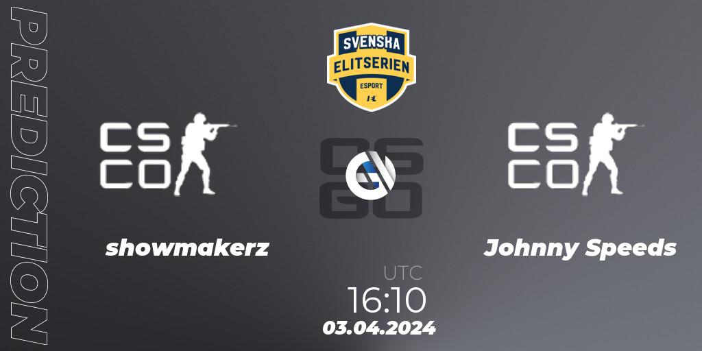 showmakerz - Johnny Speeds: Maç tahminleri. 03.04.2024 at 16:10, Counter-Strike (CS2), Svenska Elitserien Spring 2024