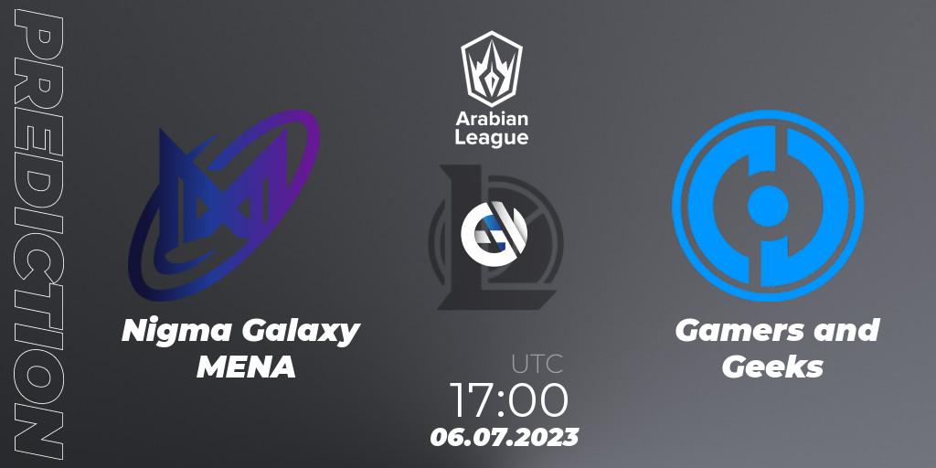 Nigma Galaxy MENA - Gamers and Geeks: Maç tahminleri. 06.07.2023 at 17:00, LoL, Arabian League Summer 2023 - Group Stage