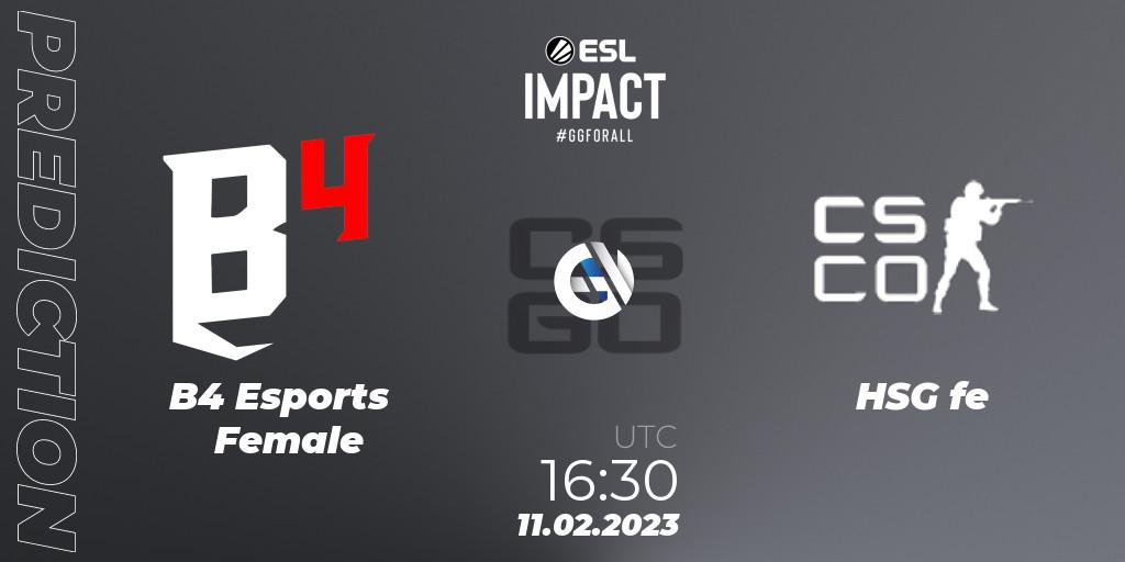 B4 Esports Female - HSG: Maç tahminleri. 11.02.23, CS2 (CS:GO), ESL Impact Katowice 2023