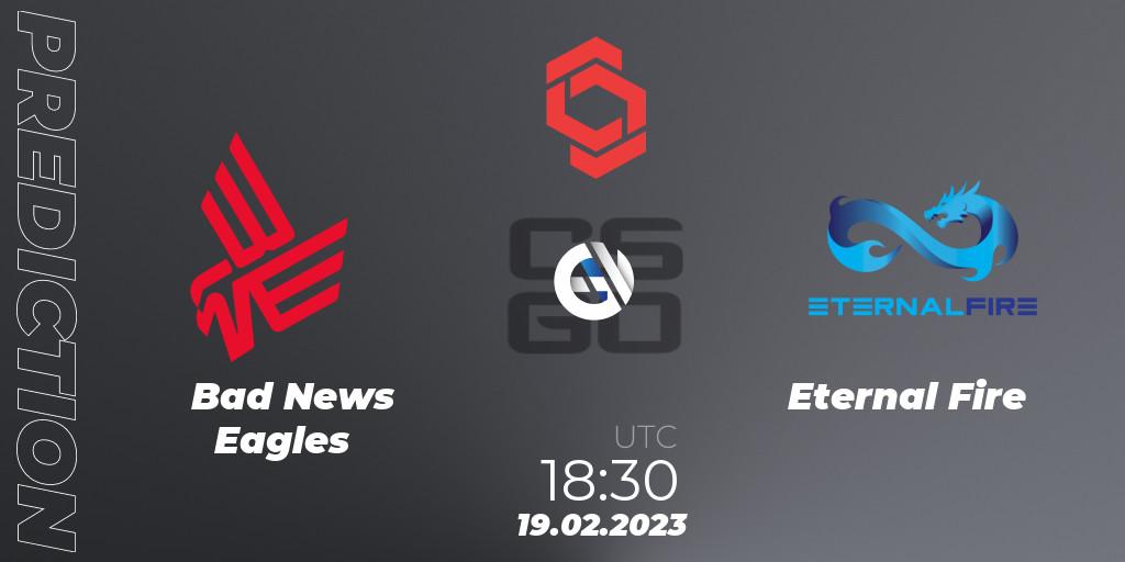 Bad News Eagles - Eternal Fire: Maç tahminleri. 19.02.2023 at 19:00, Counter-Strike (CS2), CCT Central Europe Series Finals #1