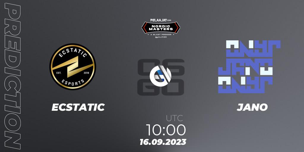 ECSTATIC - JANO: Maç tahminleri. 16.09.2023 at 10:00, Counter-Strike (CS2), Pelaajat.com Nordic Masters Fall 2023