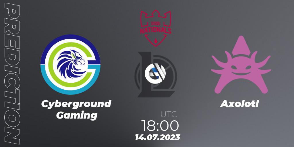 Cyberground Gaming - Axolotl: Maç tahminleri. 14.07.2023 at 18:00, LoL, PG Nationals Summer 2023