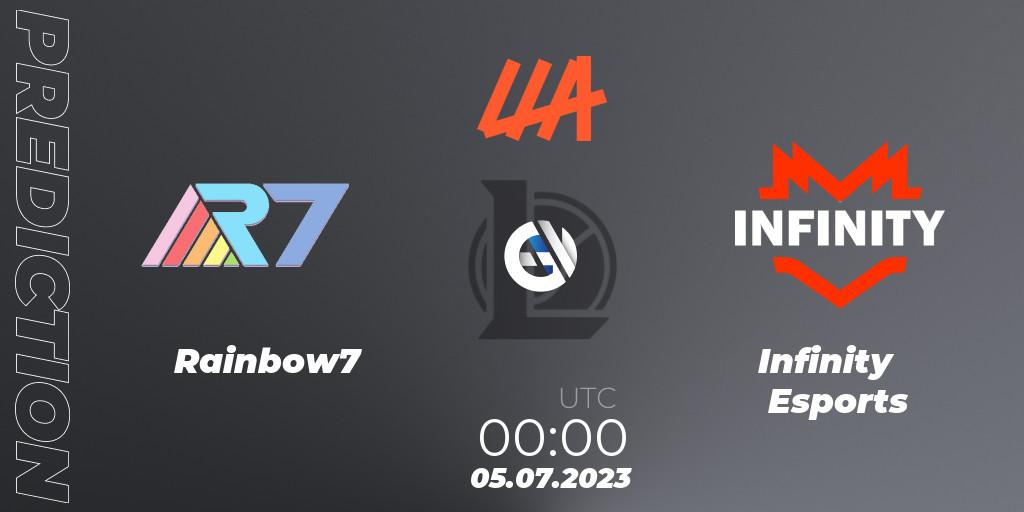 Rainbow7 - Infinity Esports: Maç tahminleri. 05.07.2023 at 00:00, LoL, LLA Closing 2023 - Group Stage