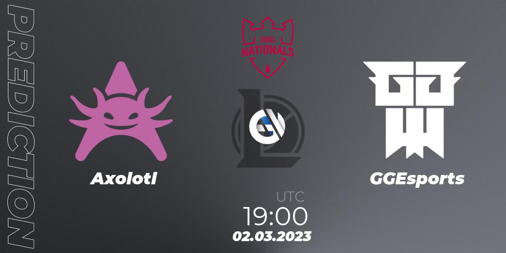 Axolotl - GGEsports: Maç tahminleri. 03.03.2023 at 19:00, LoL, PG Nationals Spring 2023 - Group Stage