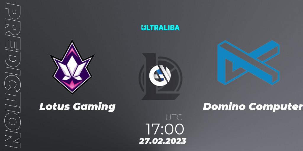Lotus Gaming - Domino Computer: Maç tahminleri. 27.02.2023 at 18:15, LoL, Ultraliga 2nd Division Season 6