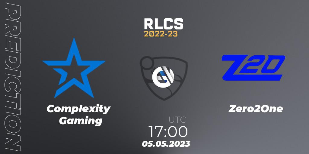 Complexity Gaming - Zero2One: Maç tahminleri. 05.05.2023 at 17:00, Rocket League, RLCS 2022-23 - Spring: North America Regional 1 - Spring Open - Playoffs 
