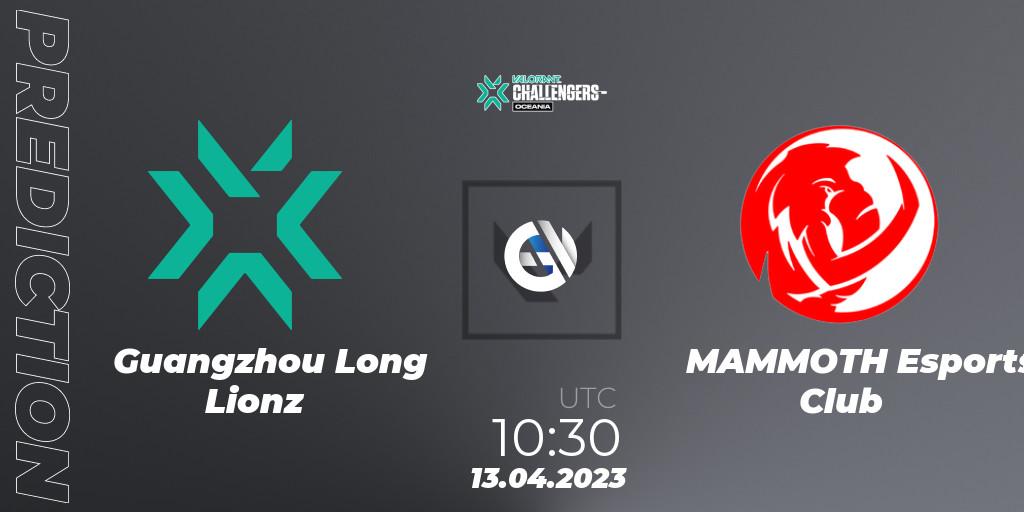 Guangzhou Long Lionz - MAMMOTH Esports Club: Maç tahminleri. 13.04.2023 at 10:30, VALORANT, VALORANT Challengers 2023: Oceania Split 2 - Group Stage