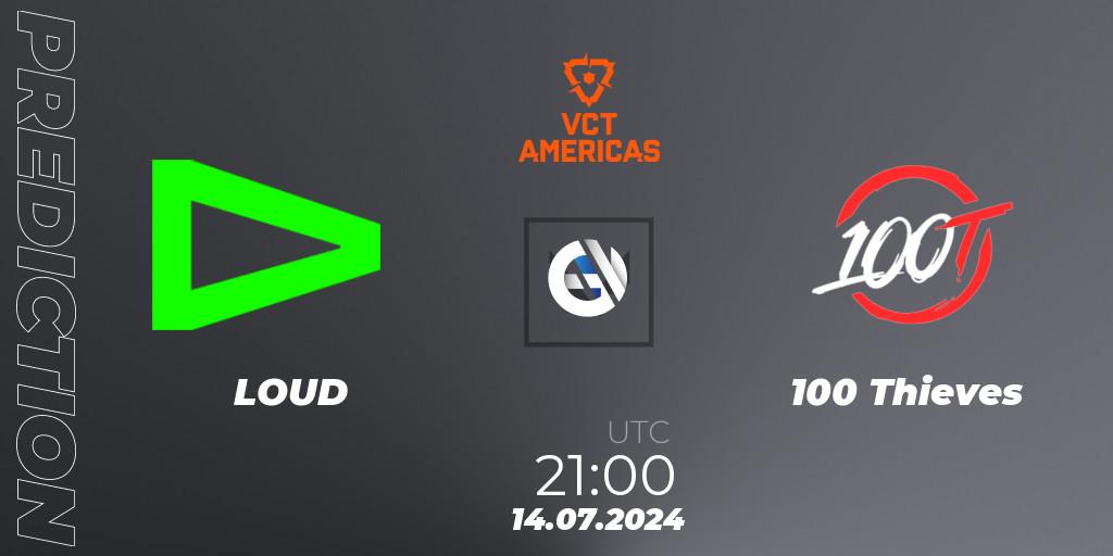 LOUD - 100 Thieves: Maç tahminleri. 14.07.2024 at 21:00, VALORANT, VALORANT Champions Tour 2024: Americas League - Stage 2 - Group Stage