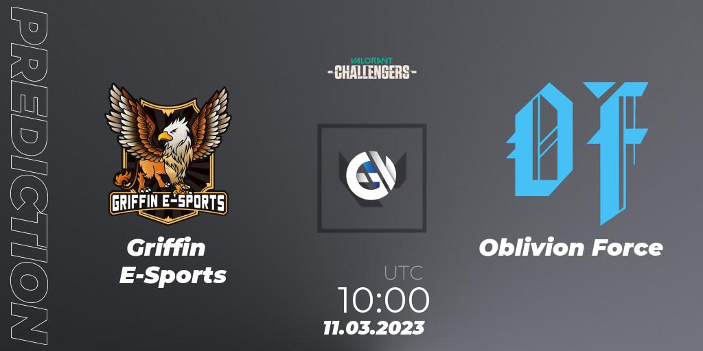 Griffin E-Sports - Oblivion Force: Maç tahminleri. 11.03.2023 at 10:00, VALORANT, VALORANT Challengers 2023: Hong Kong and Taiwan Split 1