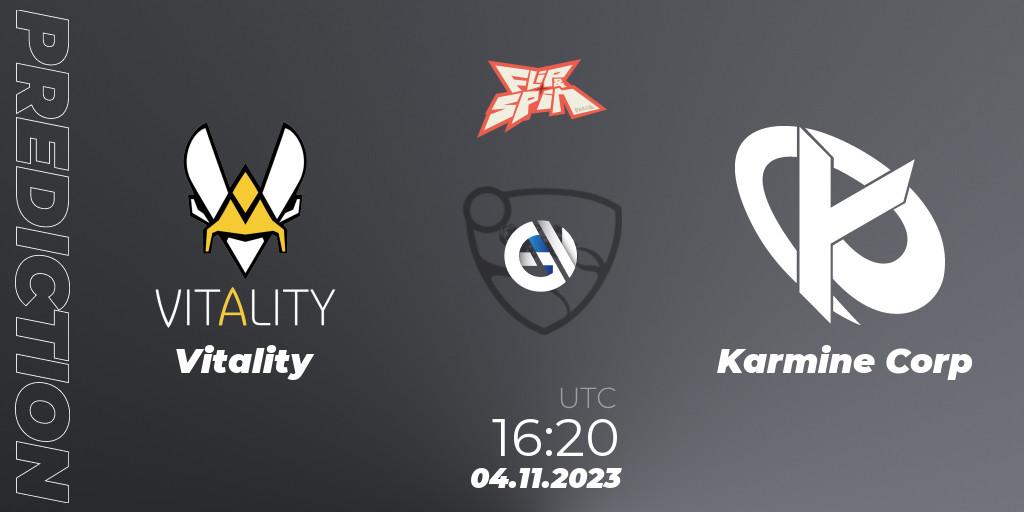 Vitality - Karmine Corp: Maç tahminleri. 04.11.2023 at 16:25, Rocket League, Flip & Spin - Finals