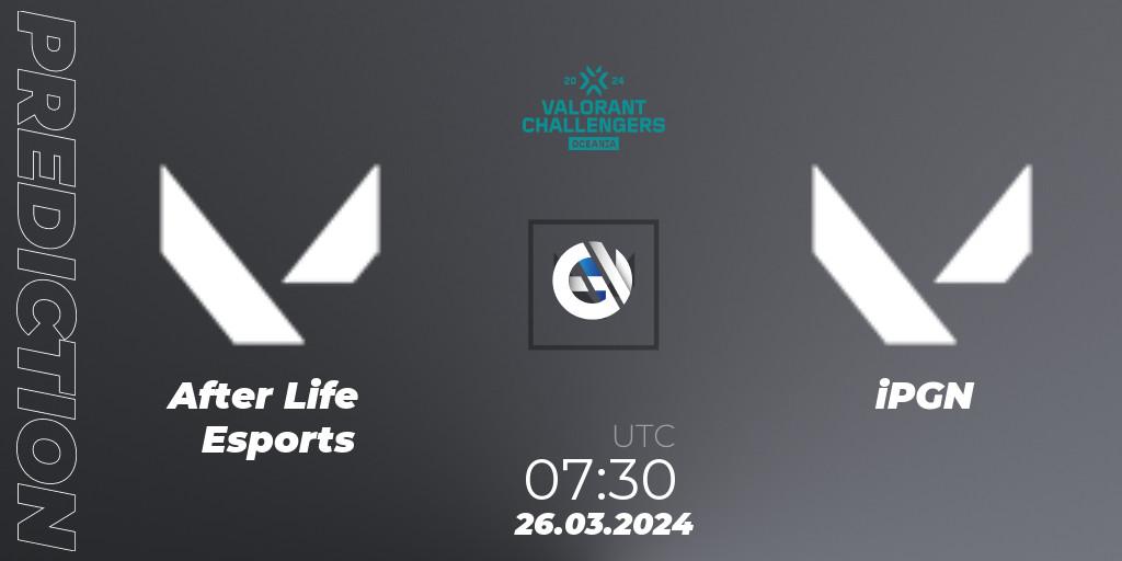 After Life Esports - iPGN: Maç tahminleri. 26.03.2024 at 07:30, VALORANT, VALORANT Challengers 2024 Oceania: Split 1