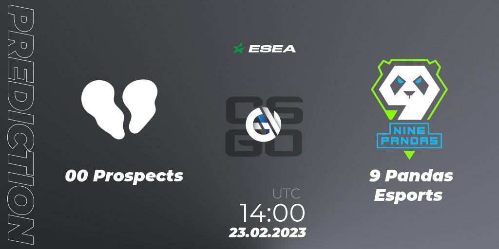 00 Prospects - 9 Pandas Esports: Maç tahminleri. 23.02.2023 at 14:00, Counter-Strike (CS2), ESEA Season 44: Advanced Division - Europe
