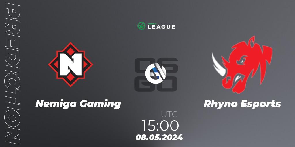 Nemiga Gaming - Rhyno Esports: Maç tahminleri. 08.05.2024 at 15:00, Counter-Strike (CS2), ESEA Season 49: Advanced Division - Europe