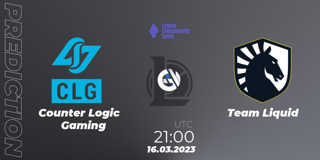 Counter Logic Gaming - Team Liquid: Maç tahminleri. 17.03.23, LoL, LCS Spring 2023 - Group Stage
