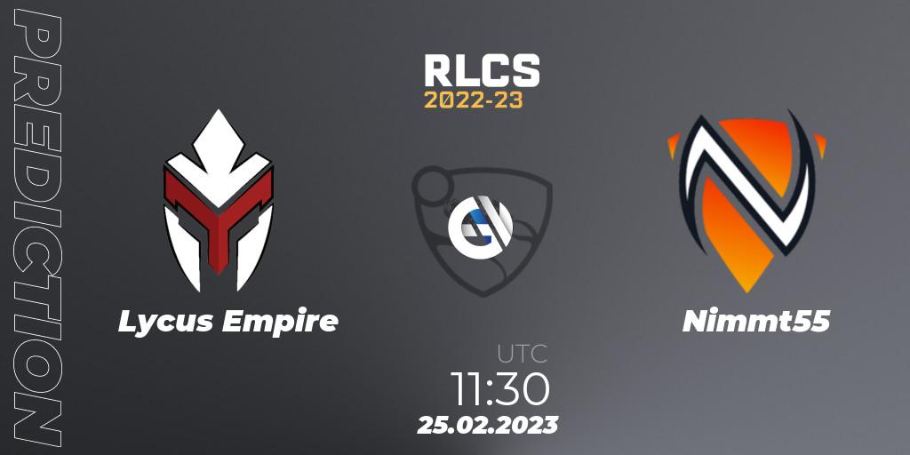 Lycus Empire - Nimmt55: Maç tahminleri. 25.02.2023 at 11:30, Rocket League, RLCS 2022-23 - Winter: Asia-Pacific Regional 3 - Winter Invitational