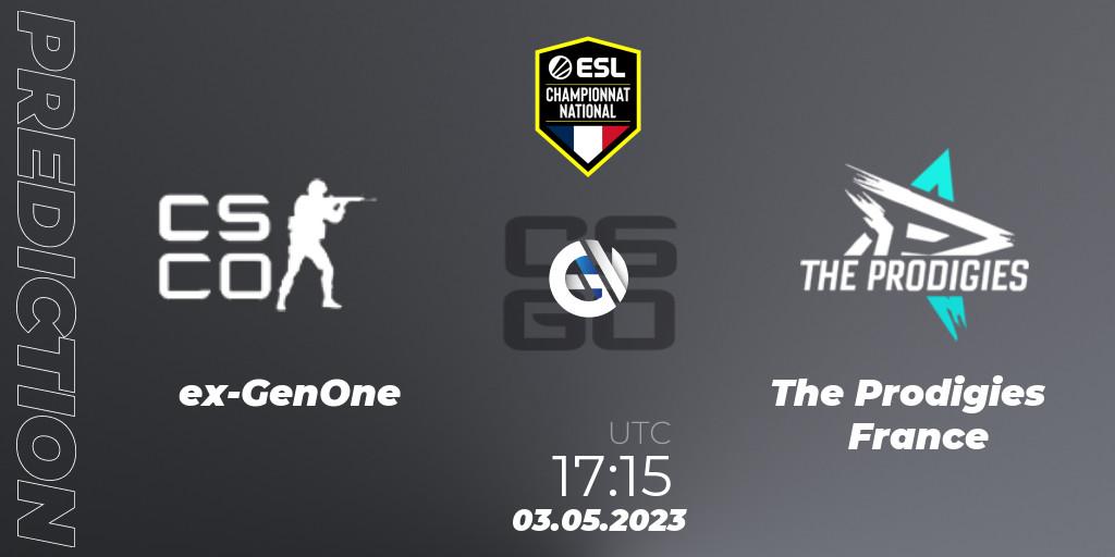 ex-GenOne - The Prodigies France: Maç tahminleri. 04.05.2023 at 18:00, Counter-Strike (CS2), ESL Championnat National Spring 2023