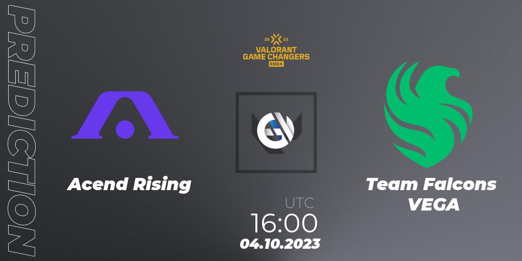 Acend Rising - Team Falcons VEGA: Maç tahminleri. 04.10.2023 at 16:00, VALORANT, VCT 2023: Game Changers EMEA Stage 3 - Playoffs
