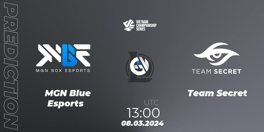 MGN Blue Esports - Team Secret: Maç tahminleri. 08.03.2024 at 13:00, LoL, VCS Dawn 2024 - Group Stage