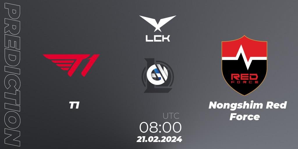 T1 - Nongshim Red Force: Maç tahminleri. 21.02.24, LoL, LCK Spring 2024 - Group Stage