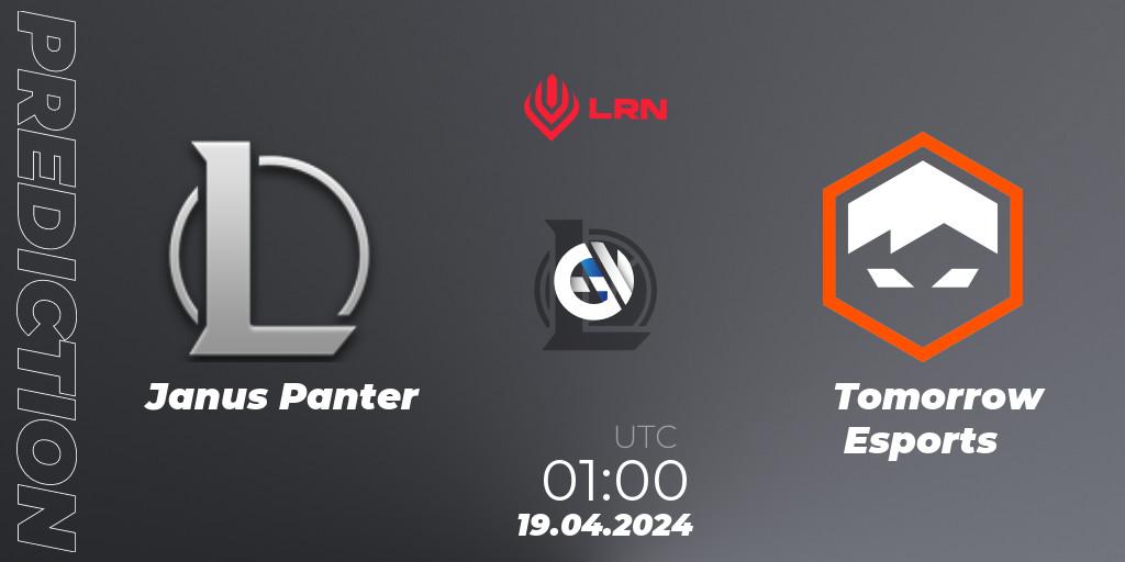 Janus Panter - Tomorrow Esports: Maç tahminleri. 19.04.2024 at 01:00, LoL, Liga Regional Norte 2024