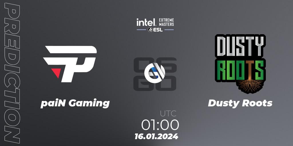 paiN Gaming - Dusty Roots: Maç tahminleri. 16.01.2024 at 00:45, Counter-Strike (CS2), Intel Extreme Masters China 2024: South American Open Qualifier #2