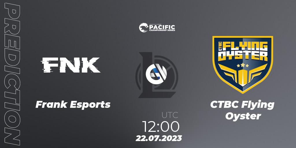 Frank Esports - CTBC Flying Oyster: Maç tahminleri. 22.07.2023 at 12:00, LoL, PACIFIC Championship series Group Stage