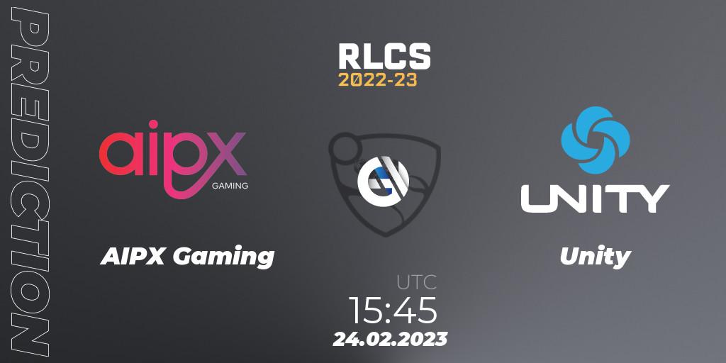 AIPX Gaming - Unity: Maç tahminleri. 24.02.2023 at 15:45, Rocket League, RLCS 2022-23 - Winter: Sub-Saharan Africa Regional 3 - Winter Invitational