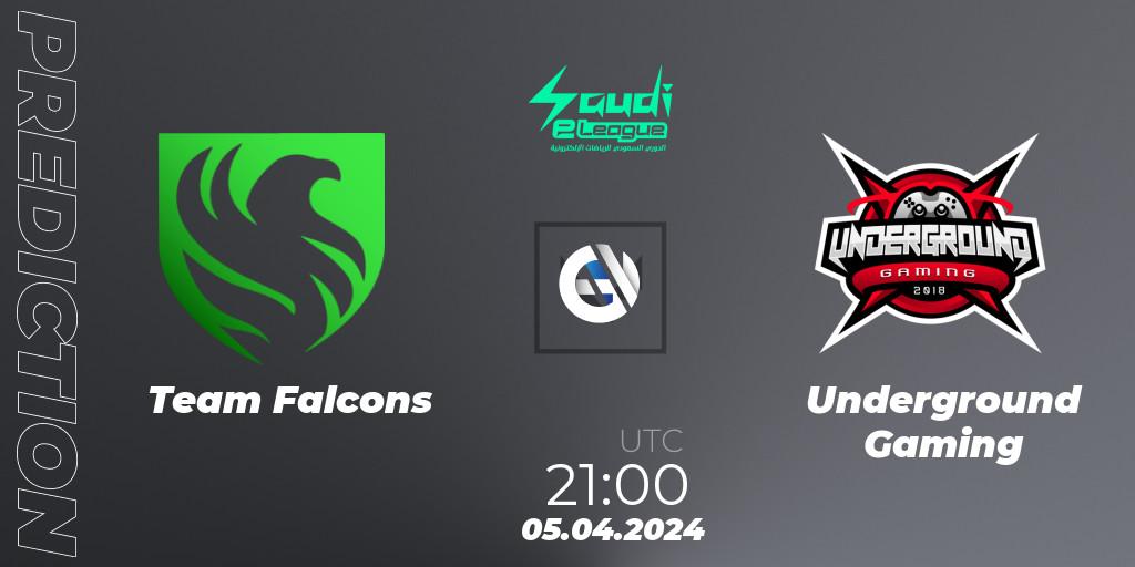 Team Falcons - Underground Gaming: Maç tahminleri. 05.04.2024 at 21:00, VALORANT, Saudi eLeague 2024: Major 1