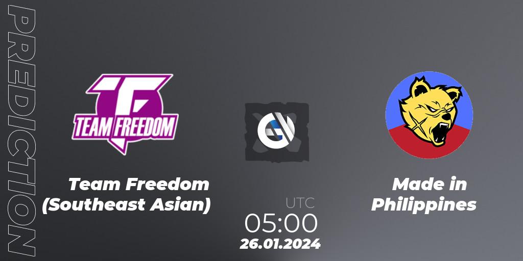 Team Freedom (Southeast Asian) - Made in Philippines: Maç tahminleri. 28.01.2024 at 06:59, Dota 2, New Year Cup 2024