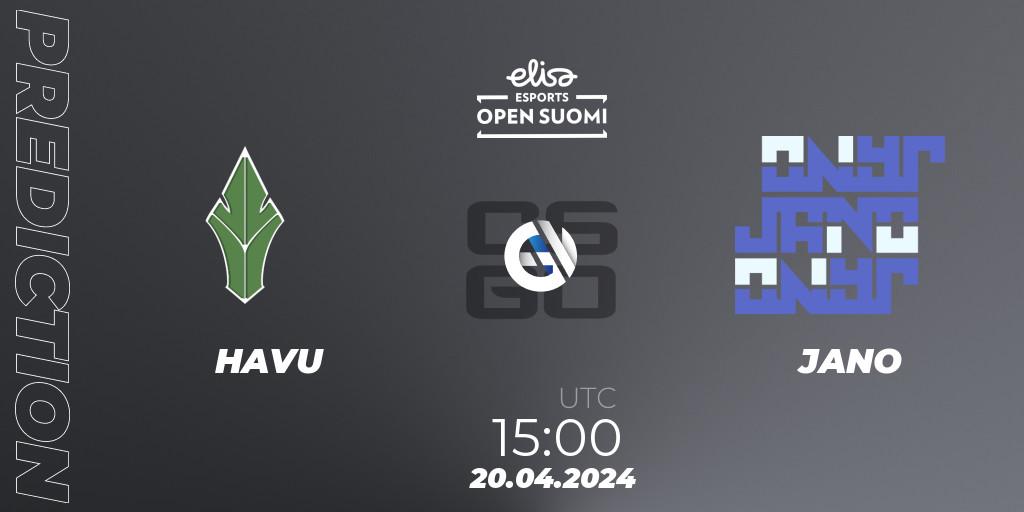 HAVU - JANO: Maç tahminleri. 20.04.24, CS2 (CS:GO), Elisa Open Suomi Season 6